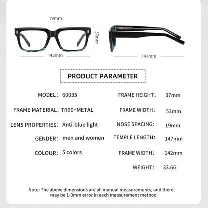 Anti Blue Light Computer Glasses Frame Men Trendy Fashionable Stylish Eyeglasses Classic Spectacles TR90 Eyeglasses for Man