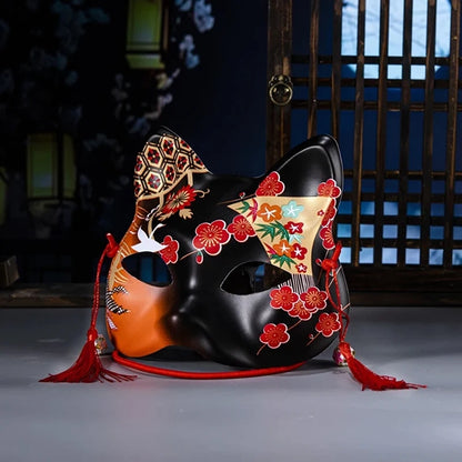 Cosplay Mask Handmade Half Face Mask Japanese Cat Mask Japanese-Style For Stage Performances Anime Cosplay