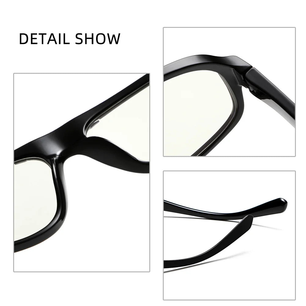 Classic Oversized Square Photochromic Anti Blue Light Reading Glasses Men Women Luxury Brand Computer Glasses Trendy TR90 Frames