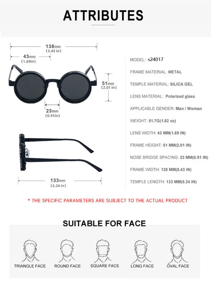 ND2-400 9 Level Adjustable Dimming Polarized Sunglasses Men Women Fishing Punk Round Glasses Driving Eyeglasses ND Filter