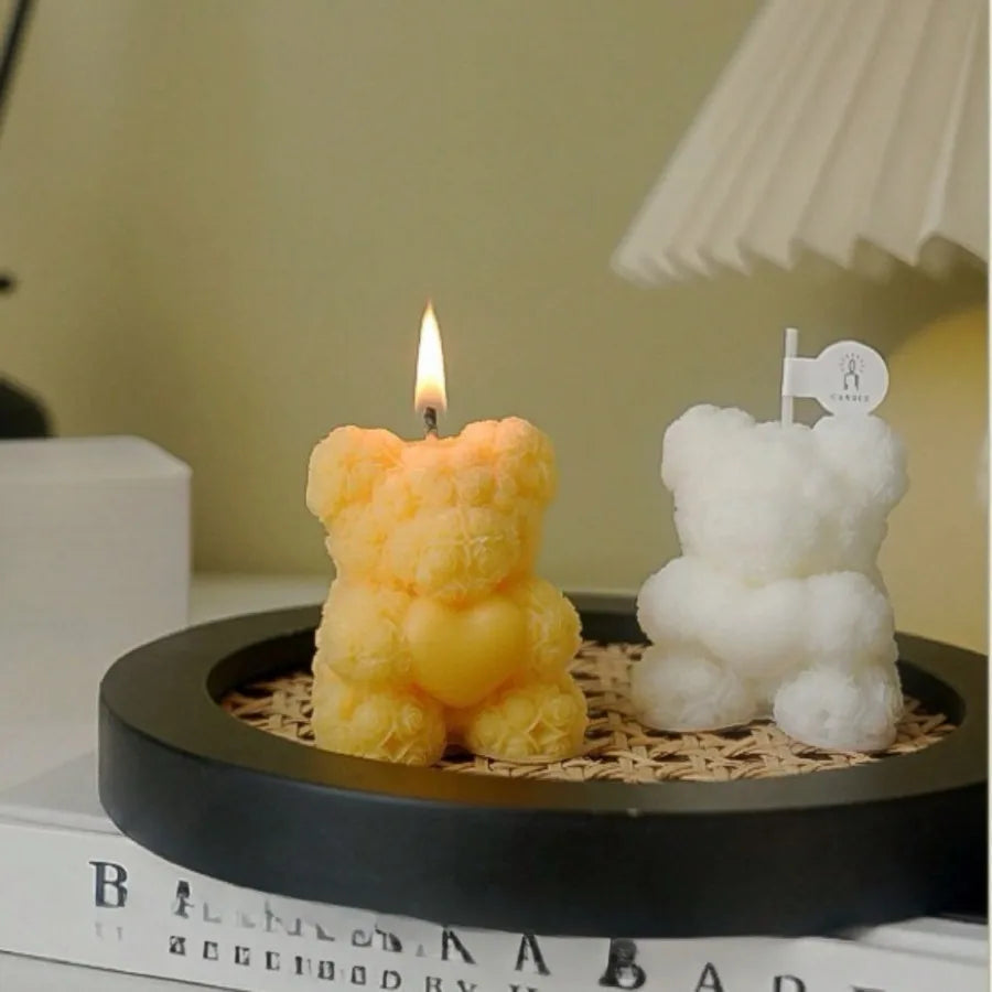 Cute Rose Teddy Bear Scented Candle Soy Wax Aromatherapy Candle Valentine's Day Romantic Gift Home Decor