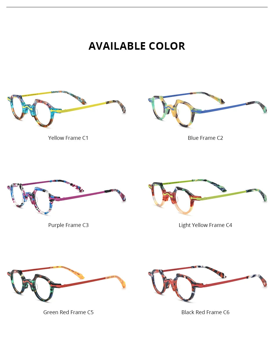 FONEX HEPIDEM Acetate Eyeglasses Frame Men 2025 New Small Round Brand Design Glasses Women Retro Vintage Eyewear Spectacles 9341