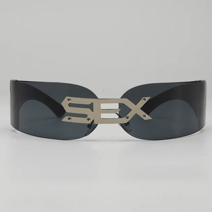 Cyberpunk Futuristic Rectangular Sunglasses Fashion Frameless Rimless Sun Glasses Letter Decoration Gafas De Sol Para Hombre