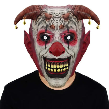 Halloween Funny Clown Head Cover Horror Party Cosplay Mask Dress Up Props Joker Latex Masks Park Haunted House Prank Helmet Prop