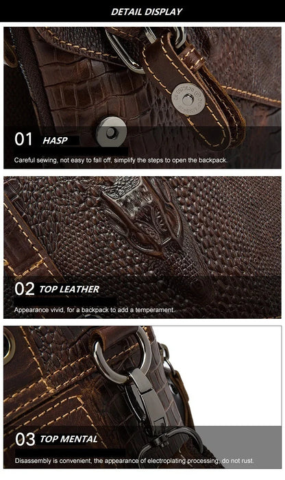 Men Crocodile Classic Briefcase retro Man Genuine Leather Shoulder messenger men luxury designer mens bag