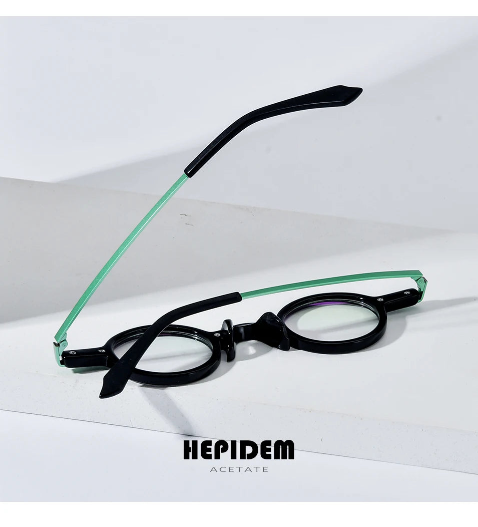 FONEX HEPIDEM Acetate Eyeglasses Frame Men 2025 New Small Round Brand Design Glasses Women Retro Vintage Eyewear Spectacles 9341