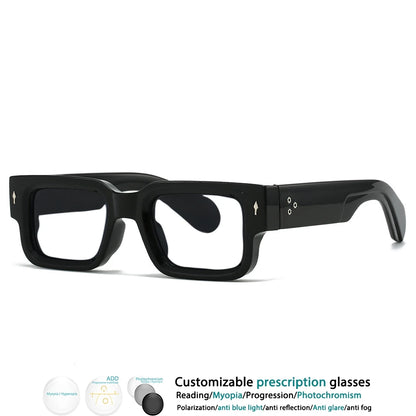 Luxury Brand Square Reading Glasses Men Women Retro Rivet Resin Optical Presbyopic Eyeglasses Custom Diopter +50~+600 #302032