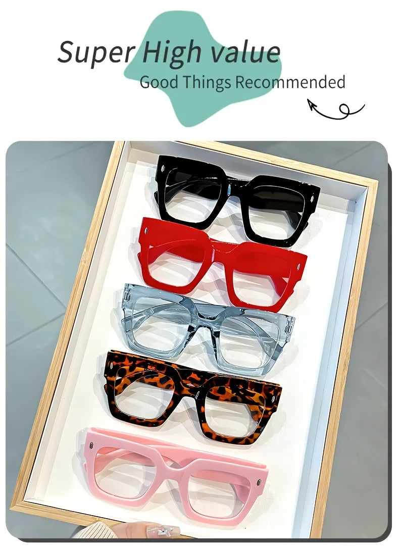 New style New style Vintage Glasses Square Full Rim Spectacles Unisex, Anti-Reflective Coating, Fashionable Transparent Lenses