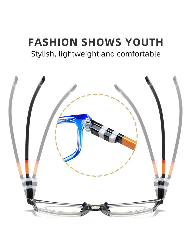 Fashion Anti-Blue Light Reading Glasses Spring Leg Men Women Presbyopia Reading Eyewear Optical Glasses + 1.0 + 1.5 + 2.0 + 2.5