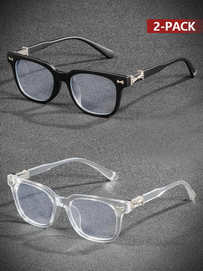 CRIXALIS 2Pcs Anti Blue Light Glasses For Men Women Square Vintage Computer Reading Eyeglasses Prescription Glasses Frame UV400