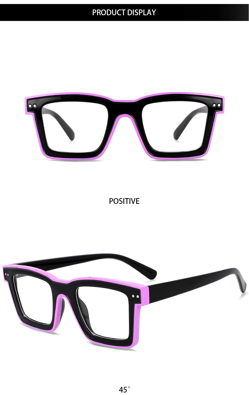 55599 New Fashion Men Brand Designer Glasses for Ladies Anti Blue Retro Square Punk Frame Clear Computer Purple Eyeglasses