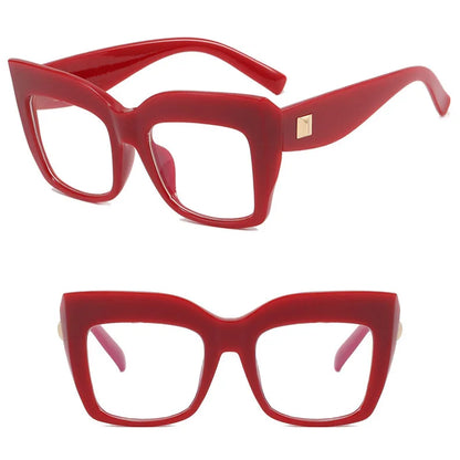 Square Anti Blue Light Reading Glasses Optical Lenses Prescription Glasses Frame Women Large Frame Cat Eye Presbyopic Glasses