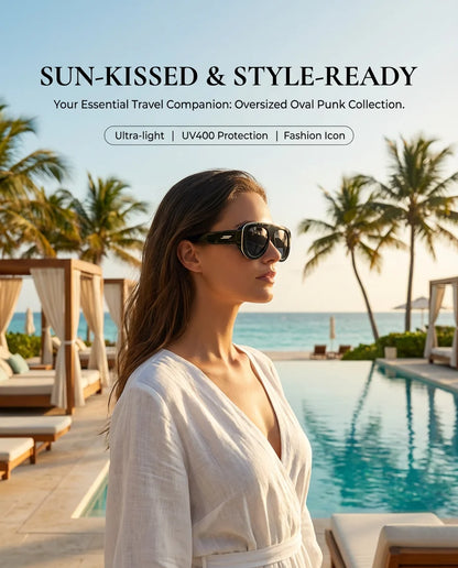 Oversized Oval Pilot Shield Sunglasses Women Big 2025 Luxury Brand Retro Y2K Punk Mirror Sun Glasses For Ladies Shades UV400