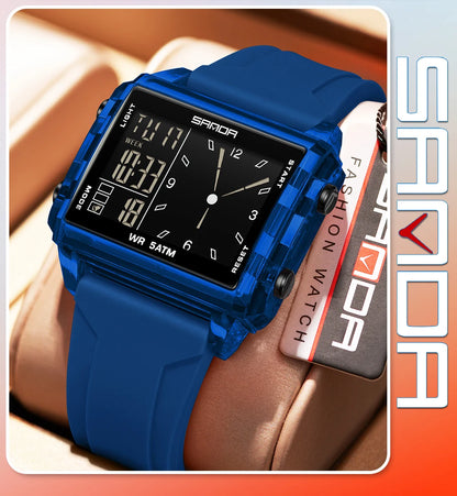 SANDA 6273 Fashion Electronic Watches for Man Luminous Calendar Waterproof Clock Outdoor Sports Casual Ladies Digital Wristwatch
