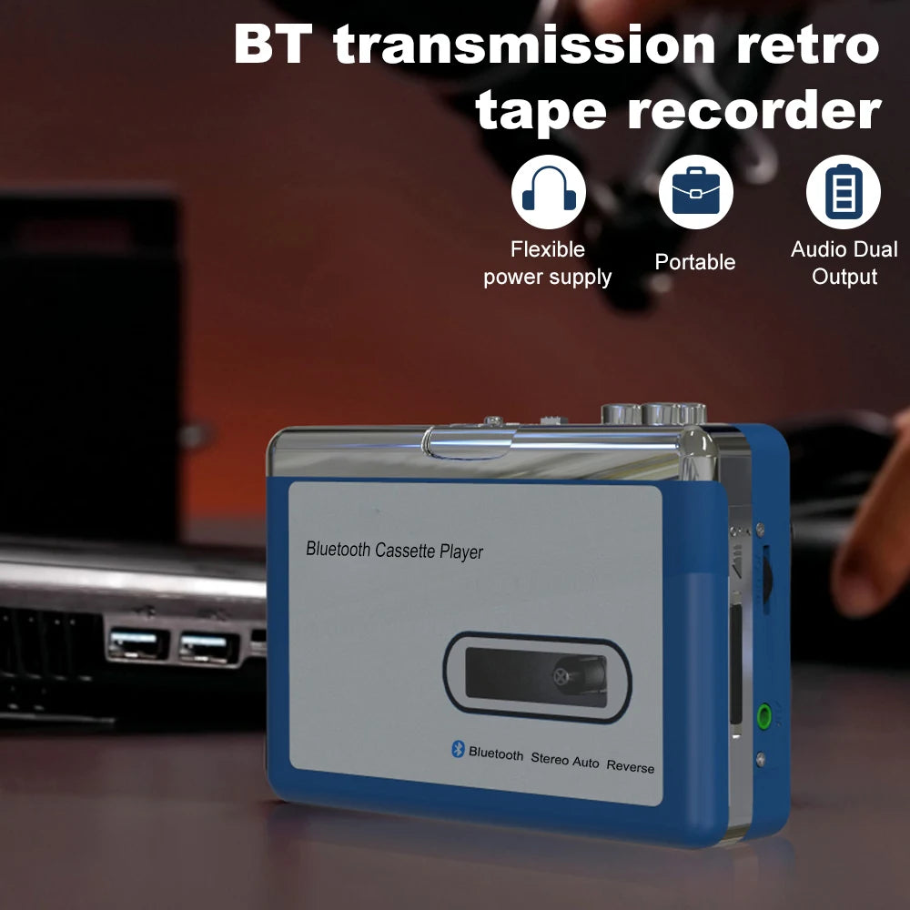 Portable Bluetooth Cassette Player,Tape Player Bluetooth Output to Headphone/Speaker,Walkman Portable Cassette Tape Player