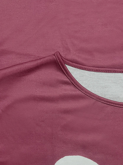Plus Size eyelet hollow solid  heart-shaped printed long-sleeved top autumn and winter women's casual T-shirt with light stretch