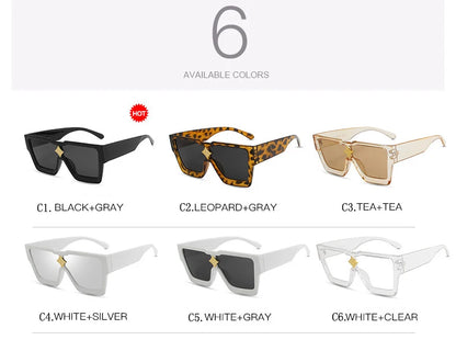 Retro Millionaire Sunglasses for Women Men Vintage Fashion Flat Top Thick Frame Square Sun Glasses Punk Rock Hip Hop Style