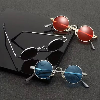 3-piece Fashion Retro Round Frame Trendy Sunglasses Unisex Suitable for Beach, Outdoor Street, Photography