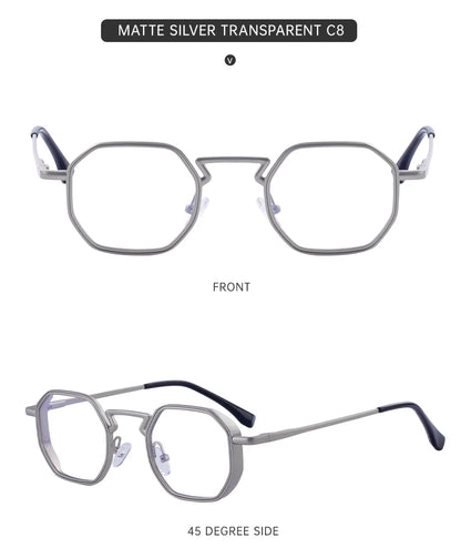Small Frame Hexason Steampunk Sunglasses Men 2025 Luxury Brand Vintage Punk Eyewear Classic Polygon Metal Sun Glasses Male UV400