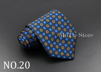 Men's Fashion Silk Tie 7.5cm Soft Novelty Necktie Blue Green Orange Color Ties For Men Dot Floral Bowtie Wedding Business Gift
