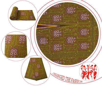 Veritablewax Fan Pattern African Fabric By the Yard Polyester Material For Handsewing High Quality Cloth for Party Dress A-27