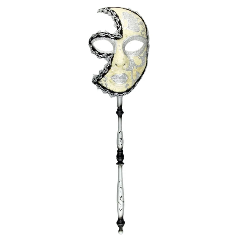 Mardi Gras Mask Masquerade Mask with Holding Venetians Mask Carnivals Mask Halloween Costume Mask for Party