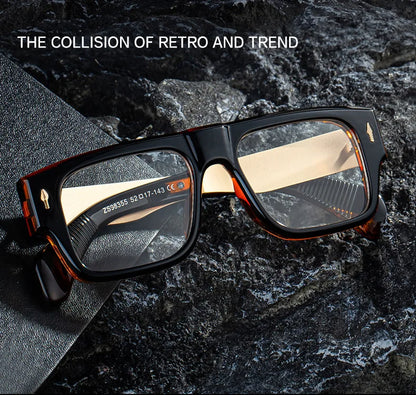 Fashion Oversized Square Reading Glasses Men Blue Light Blocking  Metal FrameGlasses Trendy Optical Presbyopia Eyeglasses0to+6.0