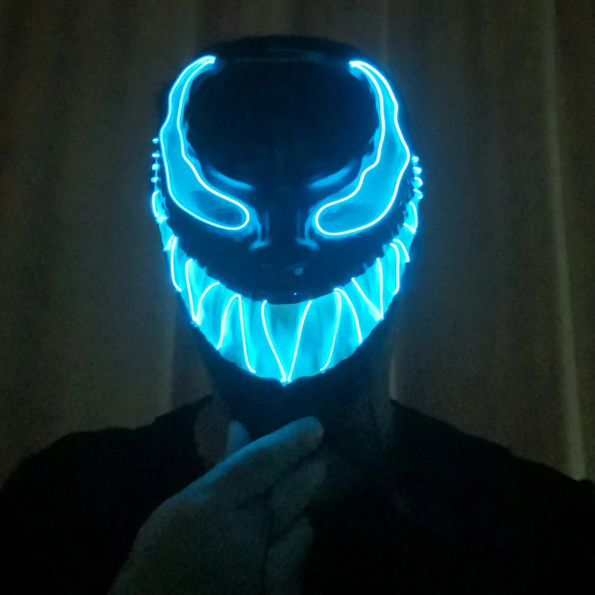 Superhero Design Luminous Led Neon Cosplay Venom Movie Mask Halloween Horror Glowing Masquerade Carnival Party Costume Decoratio
