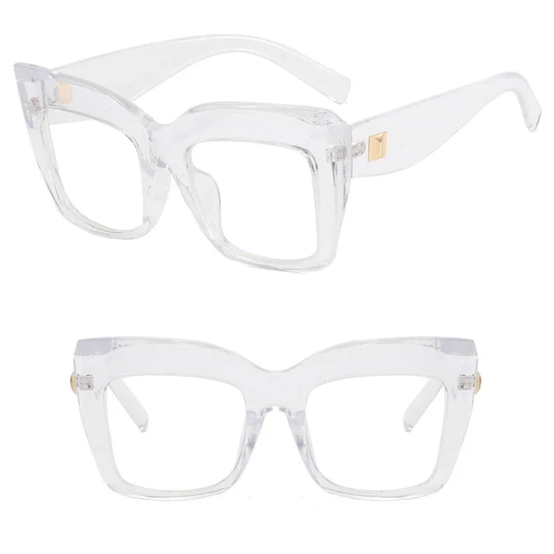 Square Anti Blue Light Reading Glasses Optical Lenses Prescription Glasses Frame Women Large Frame Cat Eye Presbyopic Glasses