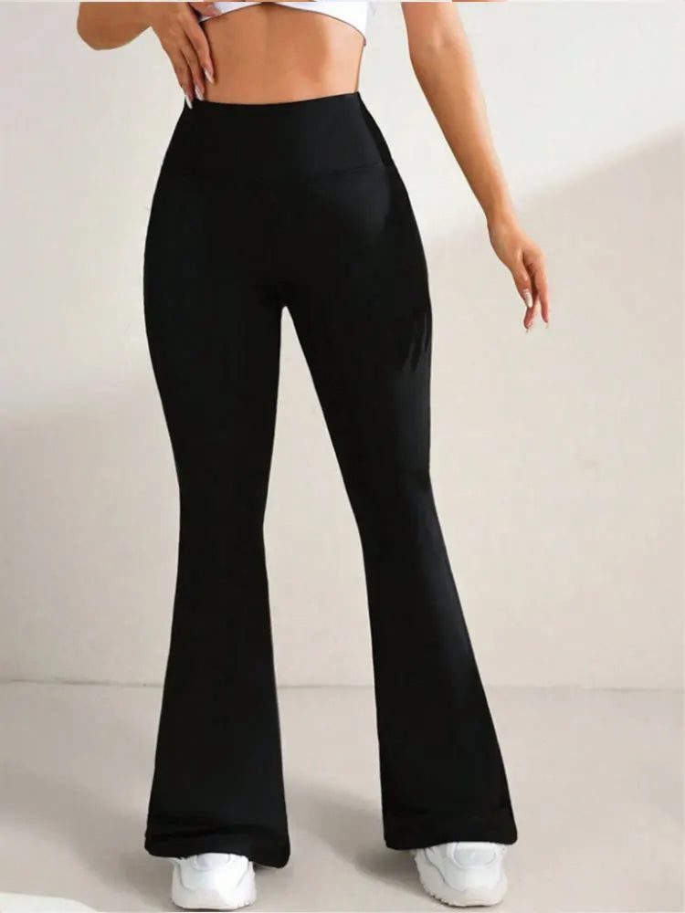 Women's High-Waisted Yoga Flare Pants - Red/White/Black Bootcut Workout Leggings,Plus Size Clothes,Pants & Capris,Jeans（New）