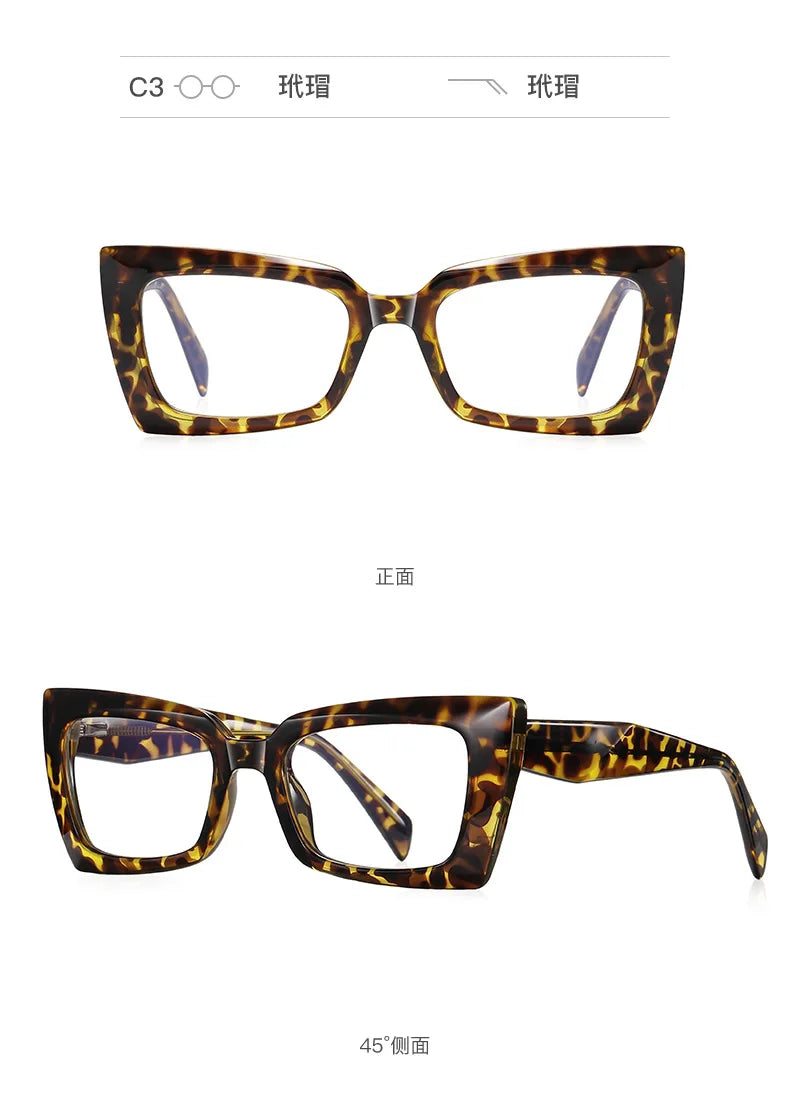 56875 Fashion Rectangle Anti-Blue Spectacle Frame Anti-Fatigue Computer Eyewear Frame for Women Gradient Eyeglasses