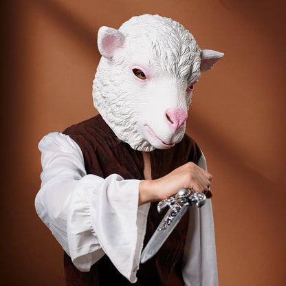 Lamb's head cover - Halloween animal mask - suitable for cosplay, carnival - Latex material