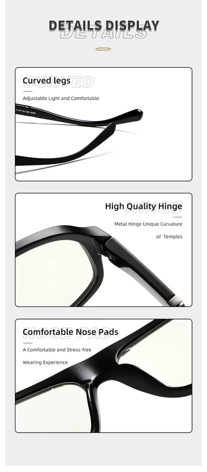 Classic Oversized Square Photochromic Anti Blue Light Reading Glasses Men Women Luxury Brand Computer Glasses Trendy TR90 Frames