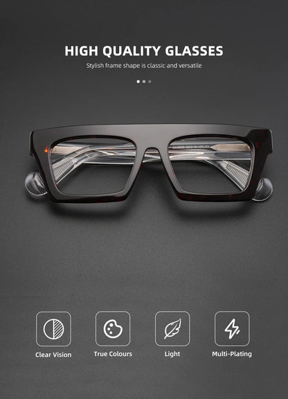 Classic Thick eyeglasses male acetate frame Clear Lens Glasses for Women Men Sunglasses UV Protection Hand-Crafted Eyewear Frame