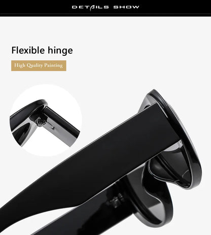 Vintage Big Frame Ellipse Women Square Sunglasses Brand Black Round Cool Men Sunglasses One Piece Designer Pilot Sun Glasses