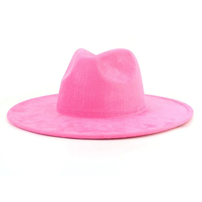 Suede Fedora Multicolor Heart-shaped Top 9.5cm Brim Men and Women Jazz Hat Panama Hat