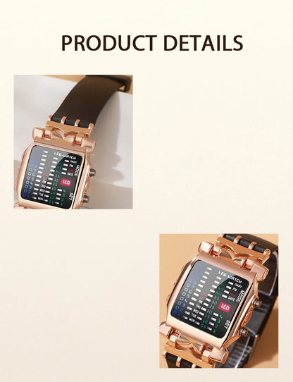 LED Watch Men Fashion Creative Crab Type Electronic Watch Luminous Binary Gift Business Style Cool Waterproof Multi Function