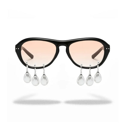 Pearl Diamond  DIY Tear Sunglasses for Women Small Frame Cat Eye Fashion Forward Mermaid Tear Aviator Eyewear