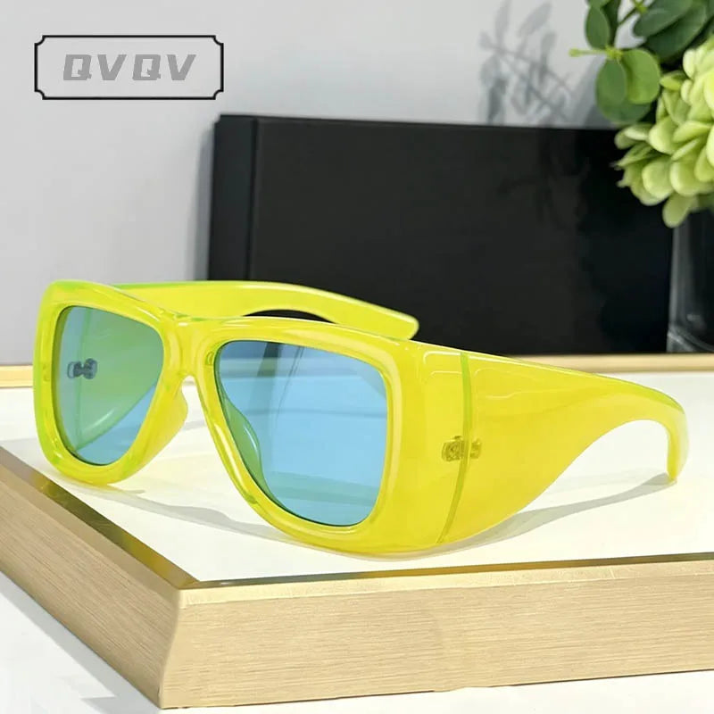 QVQV Trendy Oversized Square Sunglasses Women Men Luxury Brand Original Thick Frame Sunglasses Retro Outdoors Driving Shades