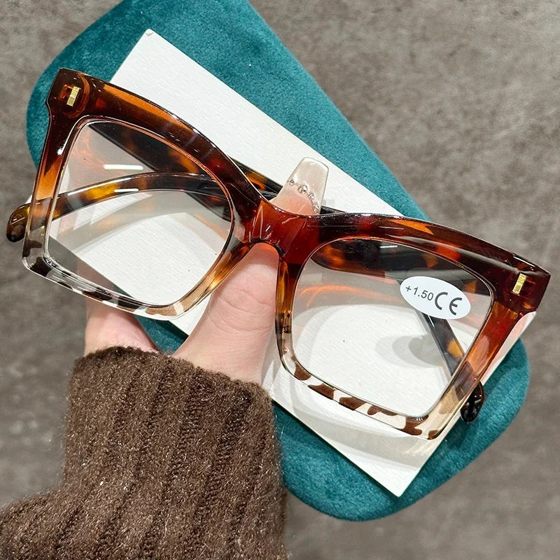 2025 New Style Reading Glasses for Women Fashion Men Oversized Square Prescription Glasses Large Frame Anti-blue Presbyopia