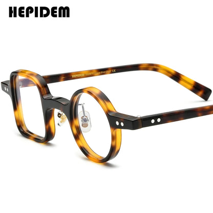 FONEX HEPIDEM Acetate Eyeglasses Frame Men 2025 New Small Round Brand Design Glasses Women Retro Vintage Eyewear Spectacles 9341