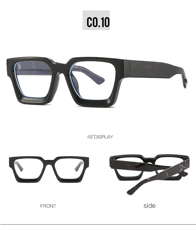 Oversized Square Reading Glasses For Women Brand Designer Blue Light Blocking Eyeglasses Green Leopard Prescription Glasses Men