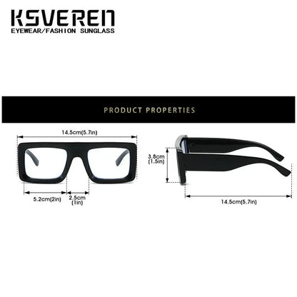 Anti Blue Light Square Thick Frames Reading Glasses Men Women Finished Presbyopic Eyewear Clear Len Prescription Optical Glasses