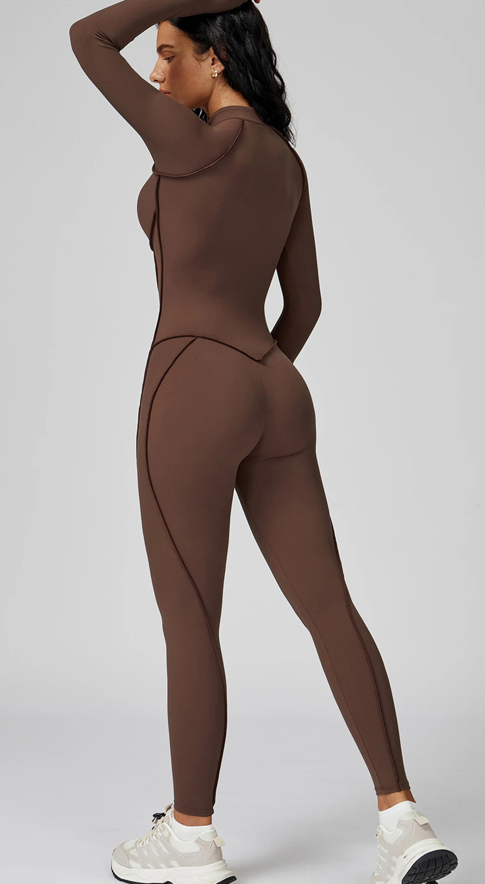 Women's Contrast Collar Half-Zip Bodysuit One-Piece High-Intensity Fitness Sports Jumpsuit Yoga Suit
