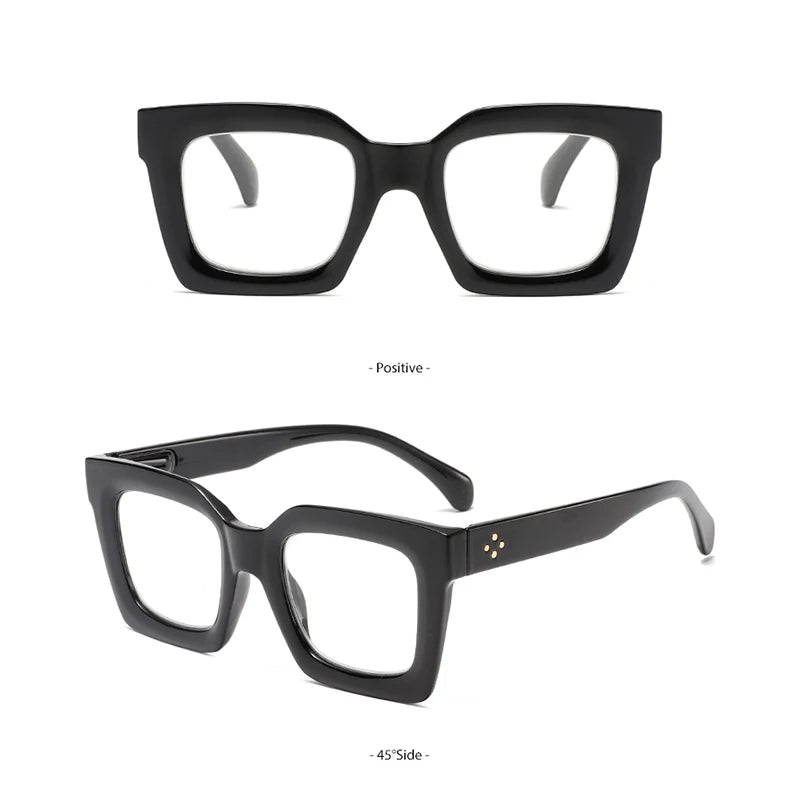 Three pairs of stylish and comfortable large-framed reading glasses, blue light protection, suitable for both men and women