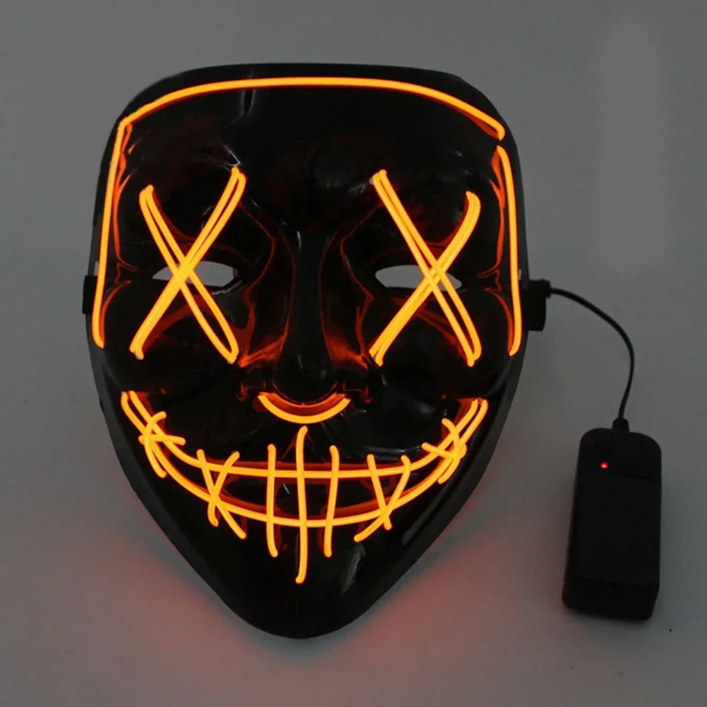 Wireless Scary Glowing Mask LED Luminous Purge Mask Halloween Horror Neon Light Up Cosplay Party Mask Fstival Costume Supplies