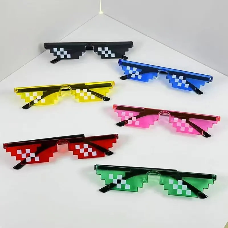 Funny Quirky Women Glasses Black Pixel Vintage Shades Eyewear For Men Birthday Wedding Party Cosplay Supplies Mask