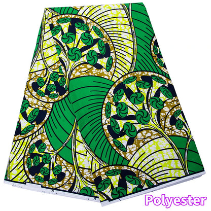 Veritablewax Fan Pattern African Fabric By the Yard Polyester Material For Handsewing High Quality Cloth for Party Dress A-27