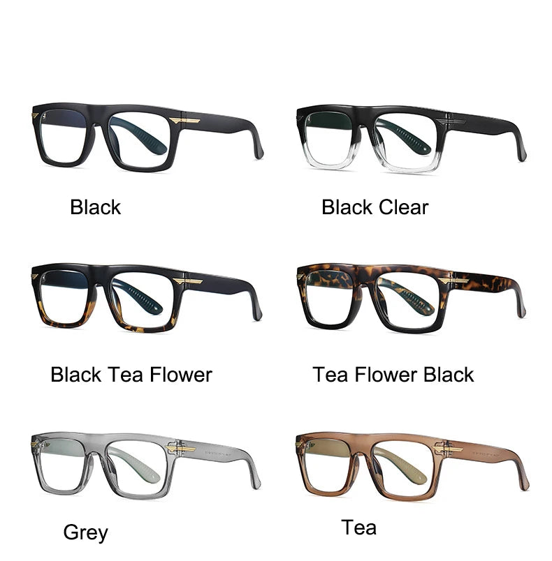 2022 Retro Big Square Frame Designer Reading Glasses Anti Blue Light Computer Eyeglasses Prescription Eyewear Diopters 0 to +6.0