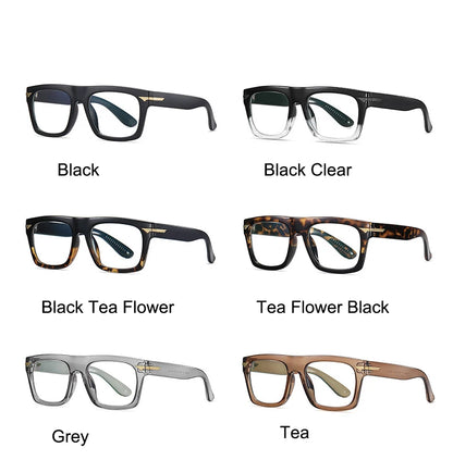 2022 Retro Big Square Frame Designer Reading Glasses Anti Blue Light Computer Eyeglasses Prescription Eyewear Diopters 0 to +6.0